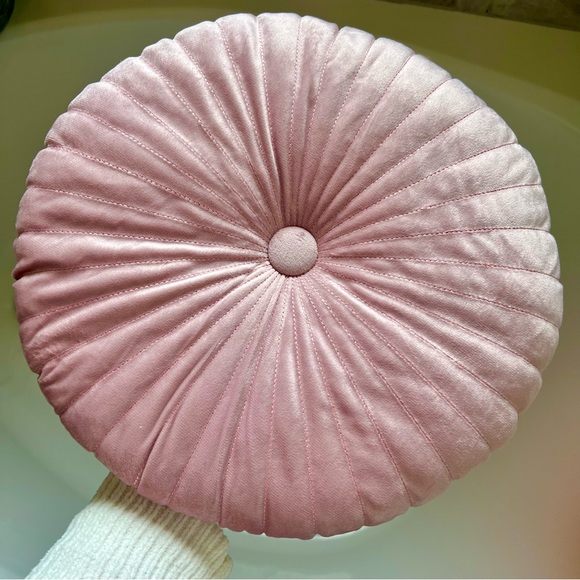 NEW Pleated Round VELVET Throw Pillow Chair Sofa Living Room Home Decor U CHOOSE - Picture 4 of 15